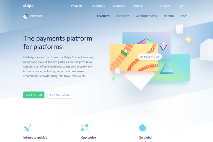 Stripe Connect website preview